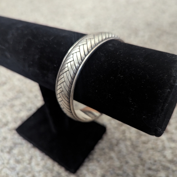 Brighton Silver Plated Wheat Weave Wide Bangle (Stamped) - Picture 3 of 5